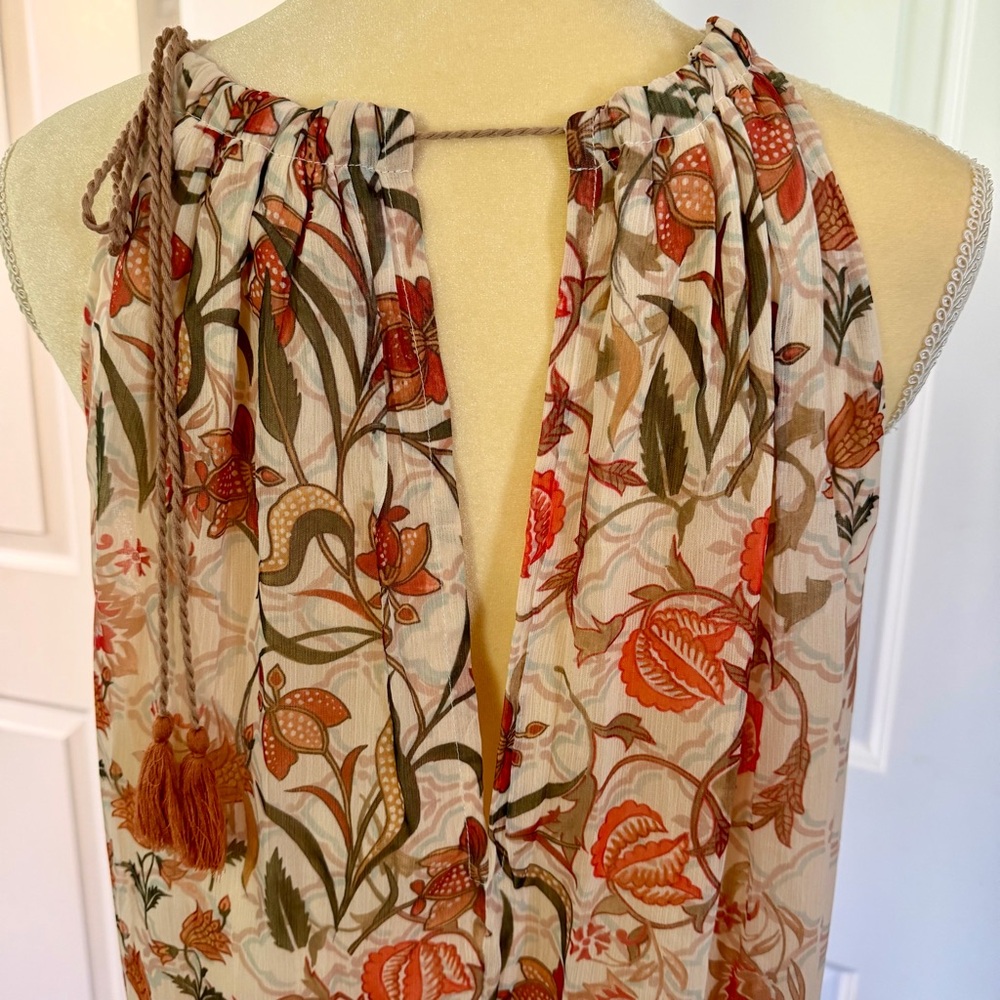 World Market orange cream floral maxi dress Size L/XL NWOT Bohemian Spring - Picture 6 of 12